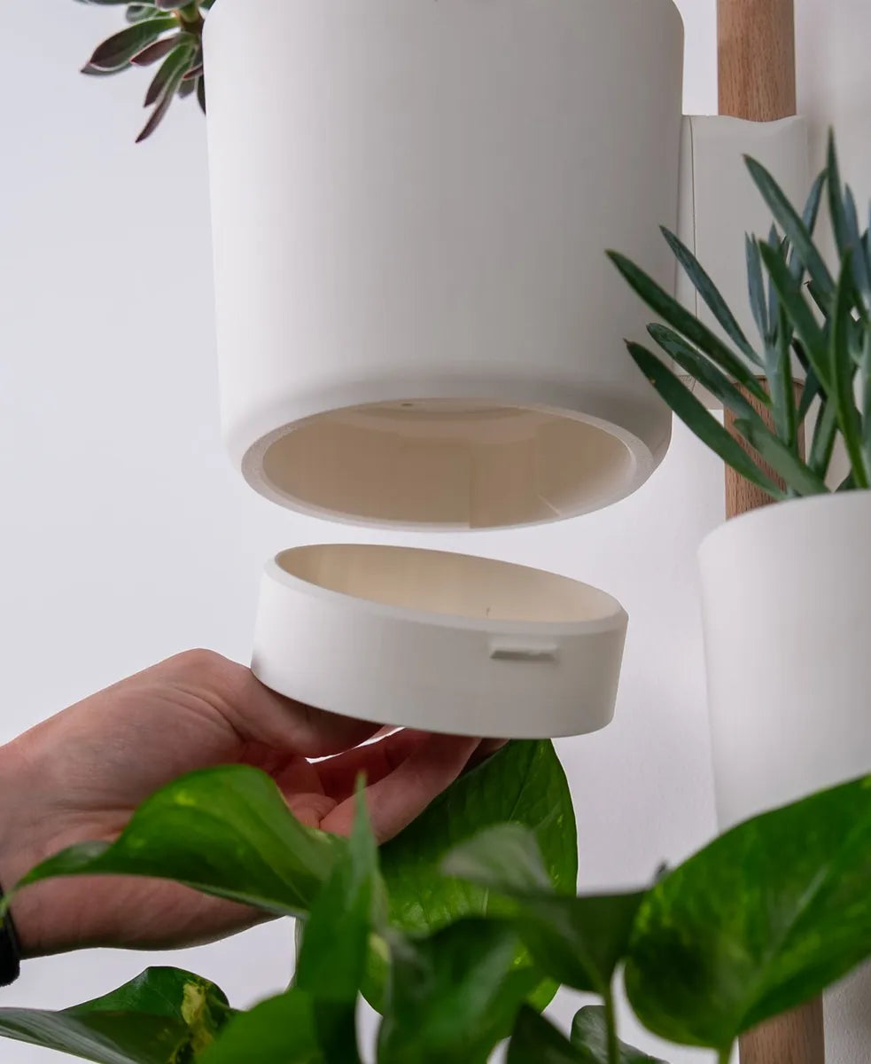 Soporte Para Plantas De Interior - 1 Metro -Set De 4 Macetas Blanco Riel V2