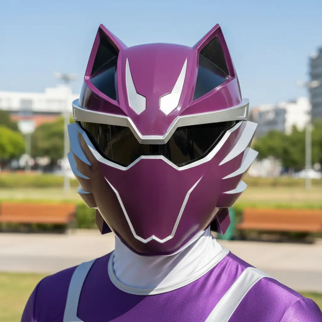 Cosplay Power Rangers - Casco Jungle Fury Purple Ranger Violeta Oscuro Unitalla