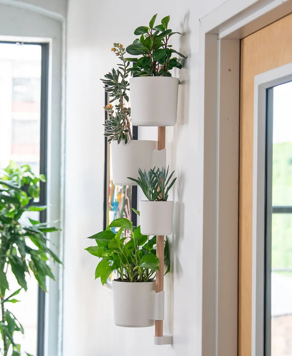 Soporte Para Plantas De Interior - 1 Metro -Set De 4 Macetas Blanco Riel V2