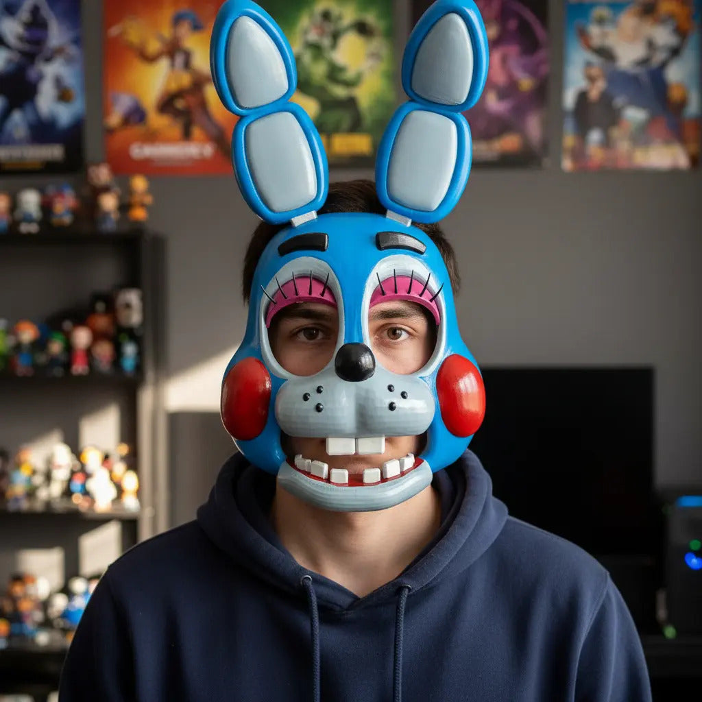 Cosplay Fnaf 2 Five Nights At Freddy'S - Mascara Toy Bonnie Azul Acero Unitalla