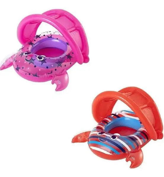 Silla Inflable Para Bebe Play Day Con Techo, Cangrejo Rosa Rosa Chicle