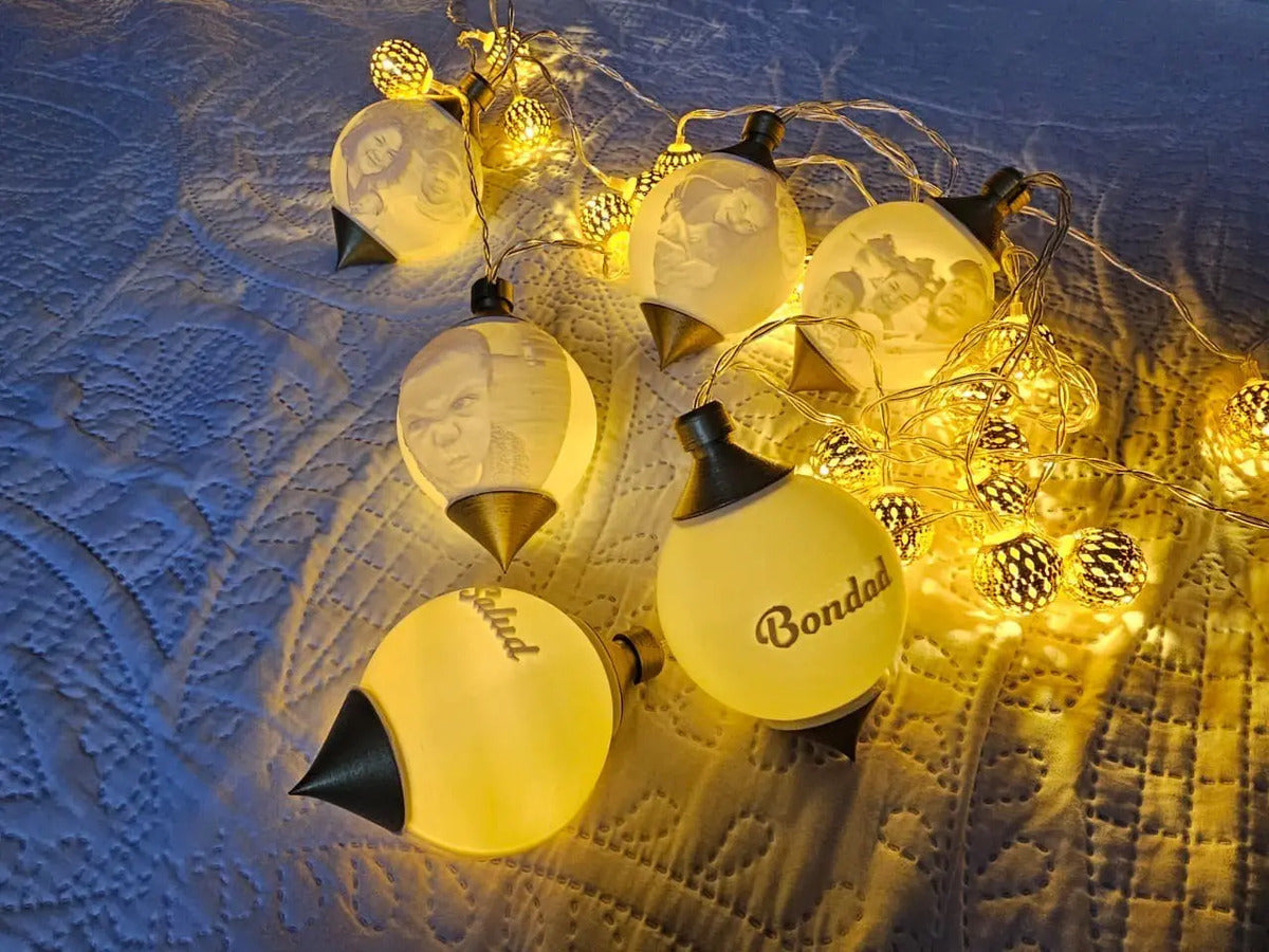 Esferas Con Foto Personalizadas - Arbol De Navidad - 10 Pzas Blanco Litoesferas