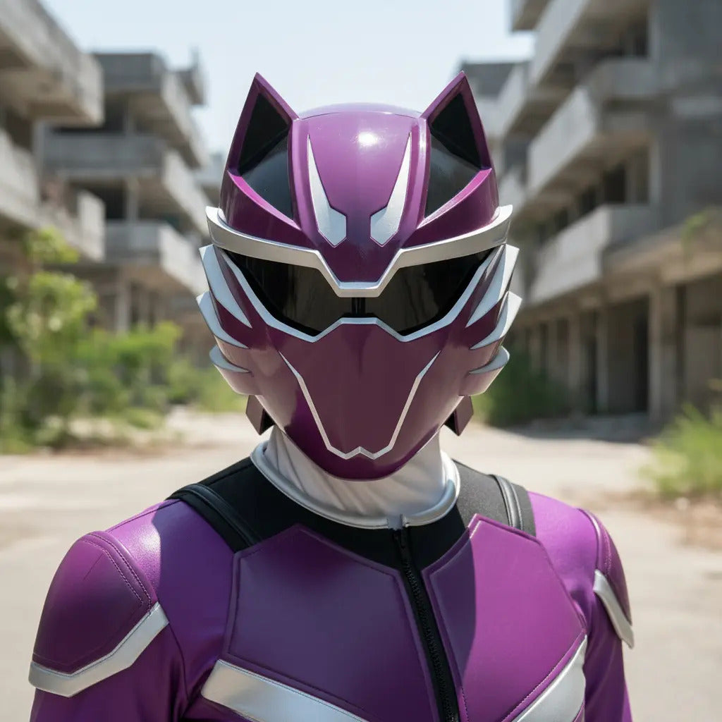 Cosplay Power Rangers - Casco Jungle Fury Purple Ranger Violeta Oscuro Unitalla