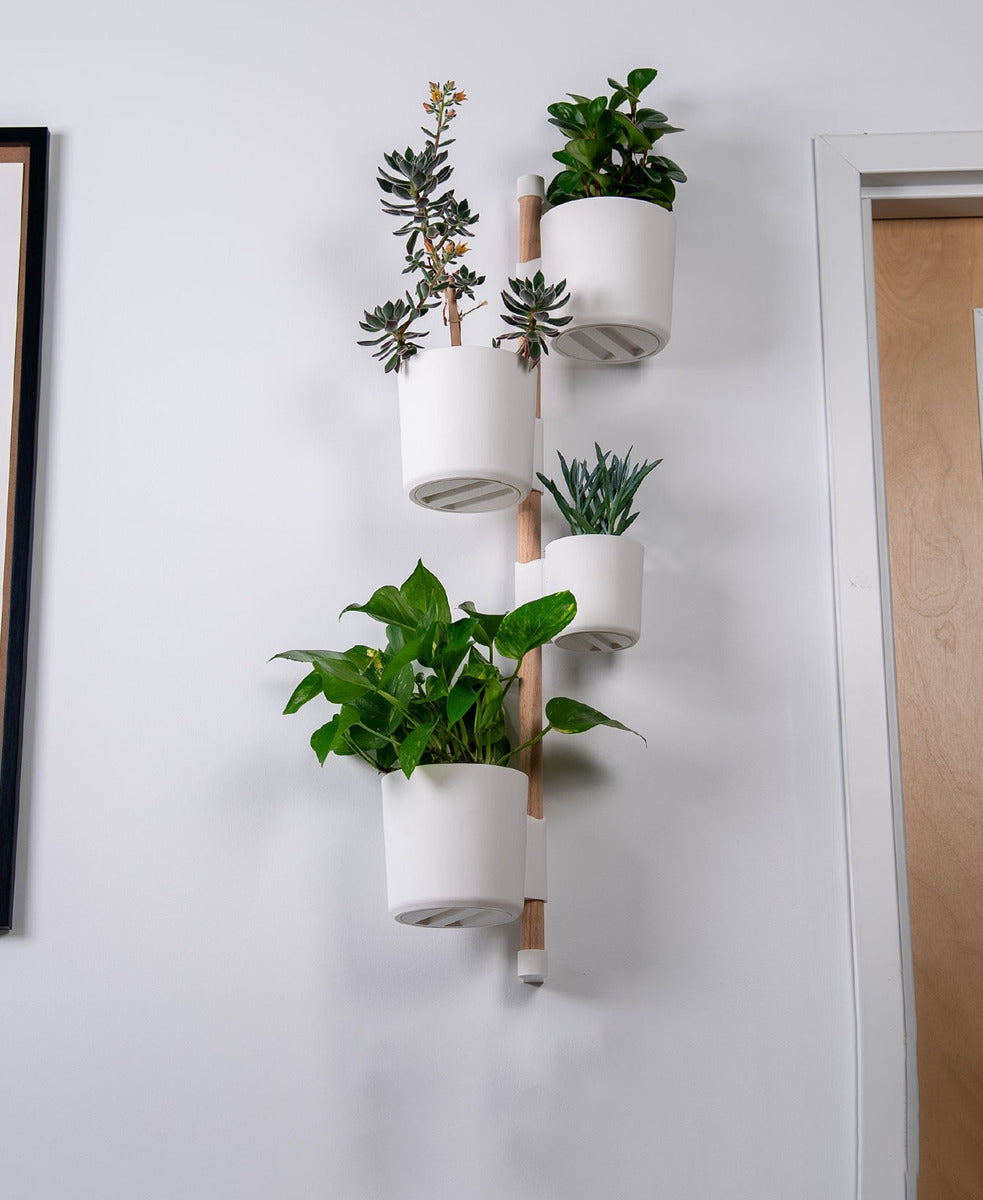 Soporte Para Plantas De Interior - 1 Metro -Set De 4 Macetas Blanco Riel V2