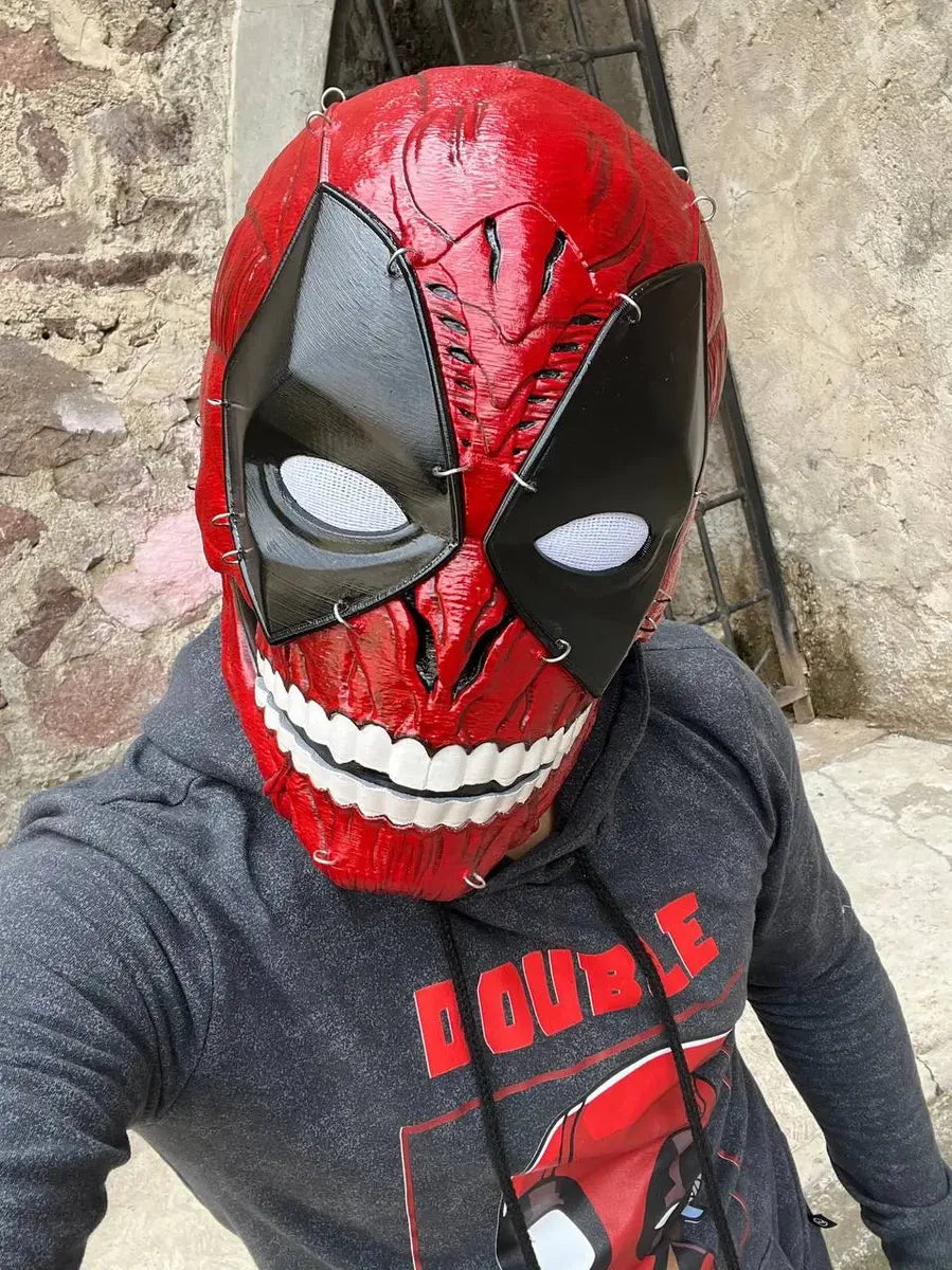 Mascara Completa Skullpool - Cosplay Marvel Deadpool Rojo Calavera