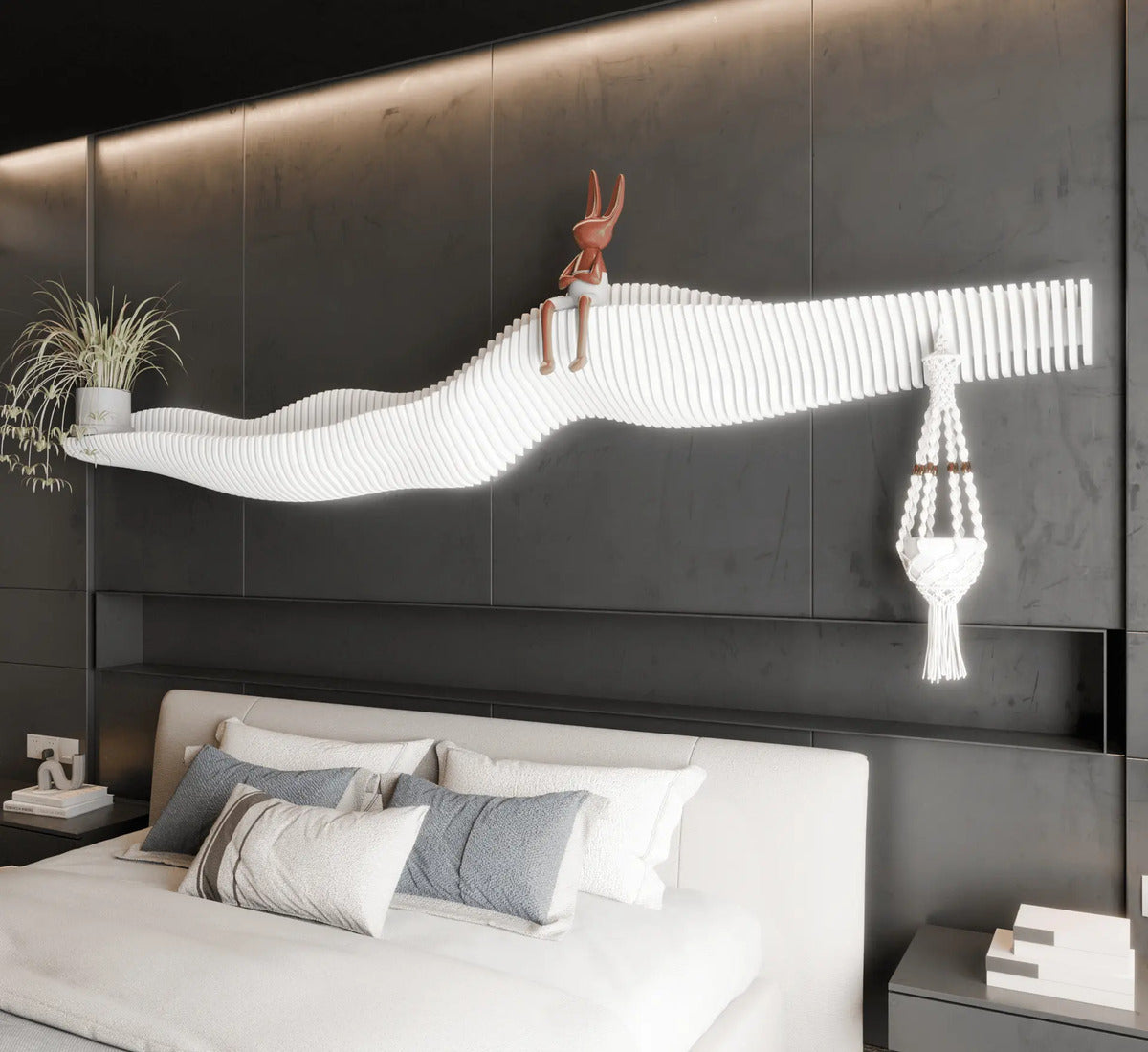 Decoracion Hogar - Repisa Cabecera Moderna - 1.78 M De Largo Blanco
