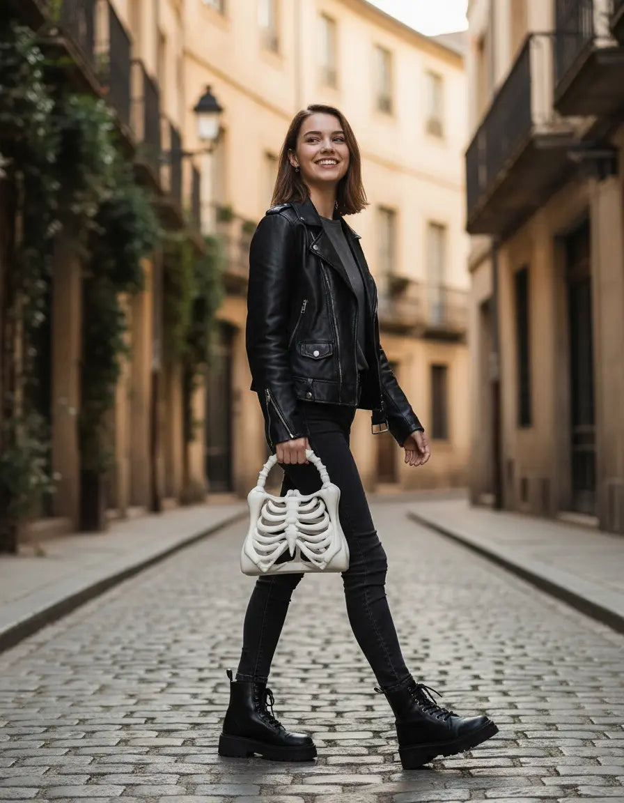 Bolso De Esqueleto - Moda Halloween Blanco Bolso De Temporada Impresa En 3D