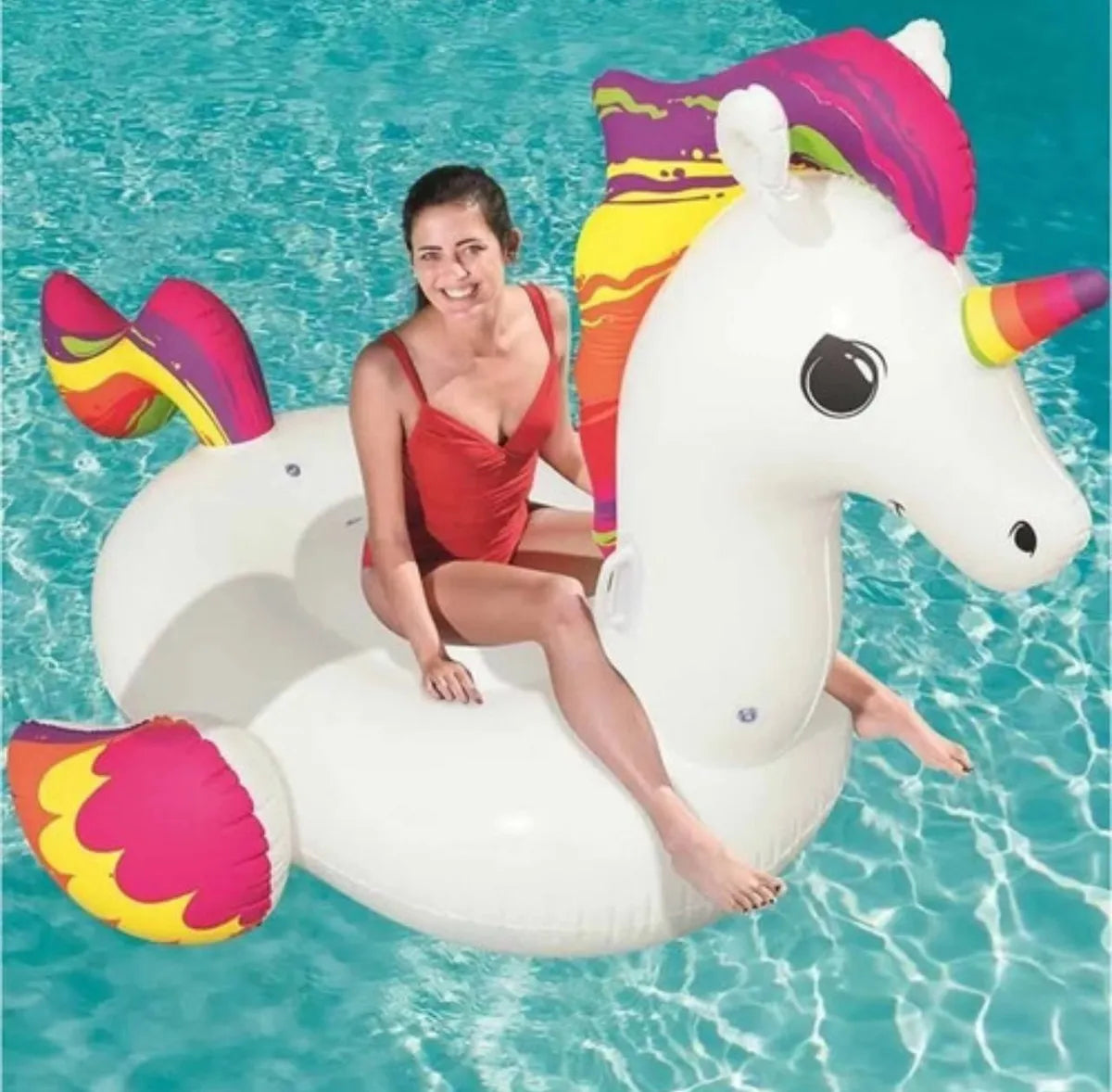Inflable De Unicornio Para Alberca Flotador Blanco