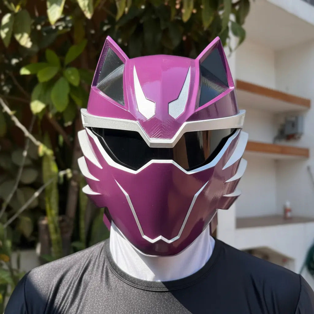 Cosplay Power Rangers - Casco Jungle Fury Purple Ranger Violeta Oscuro Unitalla