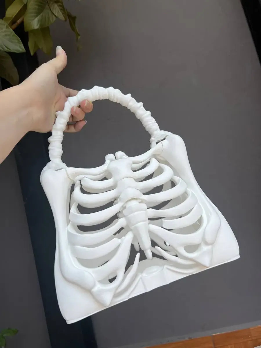 Bolso De Esqueleto - Moda Halloween Blanco Bolso De Temporada Impresa En 3D