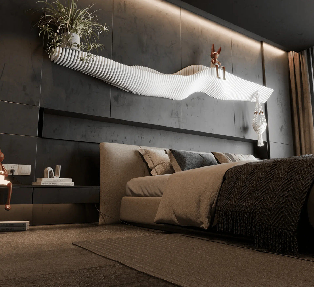 Decoracion Hogar - Repisa Cabecera Moderna - 1.78 M De Largo Blanco